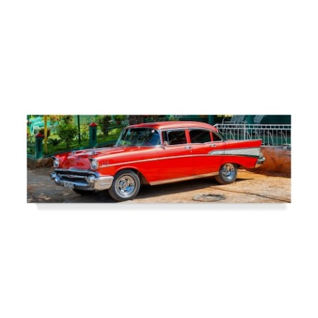 Philippe Hugonnard 'Red Classic Car In Vinales' Canvas Art,6x19